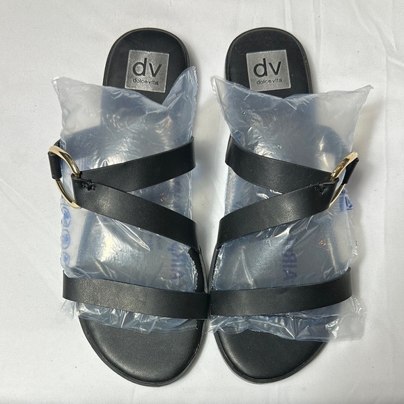 DV by Dolce Vita Black Modern Slip-On Strapy Sandals Sz 11 - Picture 3 of 8